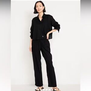 Old navy high waisted linen blend straight leg ankle pants